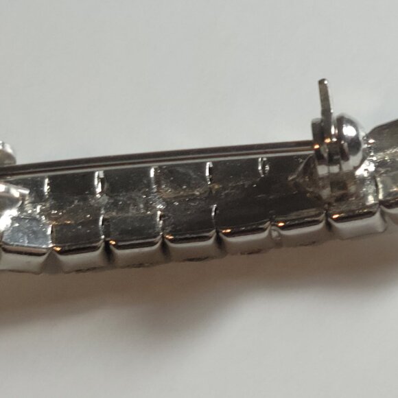 Antique Bar pin Double Row Cz High Quality Prong set on Rhodium Beauty Finish - Picture 5 of 6
